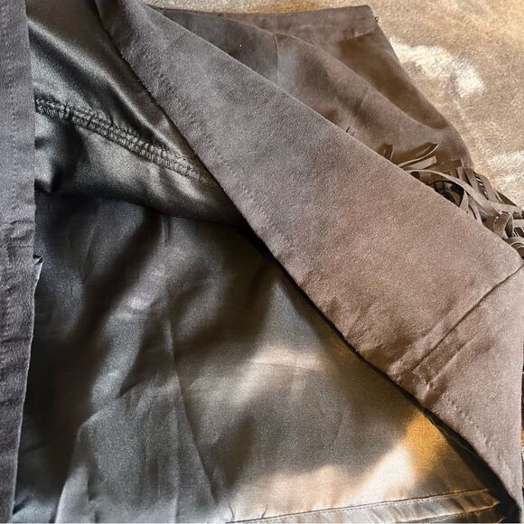 Black Fringe Mini Skirt - Picture 6 of 10